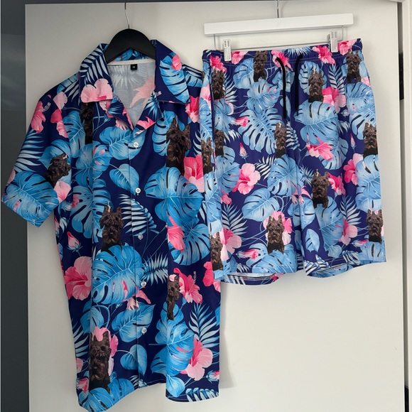SHEIN Floral Button Down & Swim Trunks Set - Picture 5 of 6